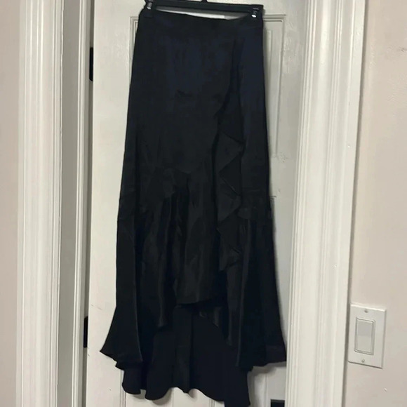 The kooples assymetric ruffle silky midi wrap skirt - Picture 6 of 7